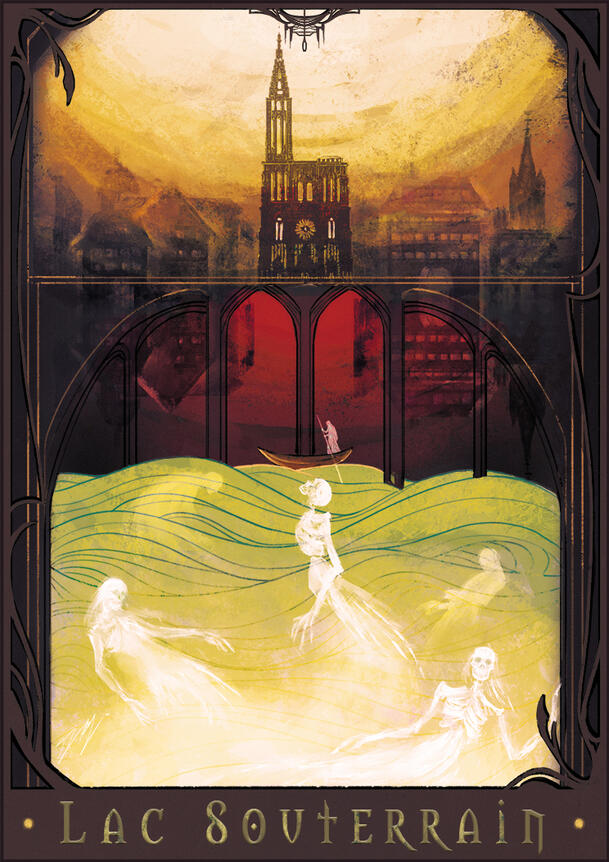 Illustration of the lake beneath Strasbourg's Cathedral